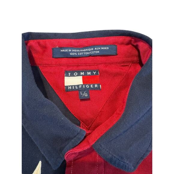 Tommy Hilfiger Flag Shirt Mens L USA Patriotic Button Down Stars Stripes Vintage - Picture 3 of 6